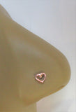 18k Rose Gold Plated Open Heart Nose Bent L Shape Stud Pin Post 20 gauge 20g