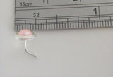 Sterling Silver Nose Stud Pin Ring Bent L Shape Pink Swarovski Pearl 20 gauge