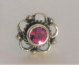 Sterling Silver Nose Stud Pin Ring Bent L Shape Fuchsia Swarovski 20 gauge - I Love My Piercings!