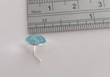 Sterling Silver Nose Stud Pin Ring Bent L Shape Sea Blue Glitter 20 gauge 20g - I Love My Piercings!