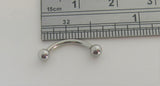 Surgical Steel Internally Threaded 16 gauge 10 mm Curved Barbell 3 mm Balls