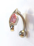 Surgical Steel VCH Jewelry Hood Cover Shield Curved Barbell Pink Crystal 14 gauge 14g - I Love My Piercings!