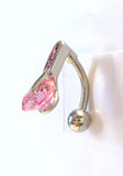 Surgical Steel VCH Jewelry Hood Shield Curved Barbell Pink Crystal Drop 14 gauge 14g - I Love My Piercings!