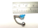 Surgical Steel VCH Jewelry Hood Shield Curved Barbell Aqua Crystal Drop 14 gauge 14g - I Love My Piercings!