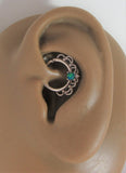 Surgical Steel Filigree Green Opal Hoop Seamless 16 gauge