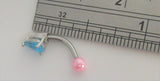 Surgical Steel Small Blue Drop Crystal Pink Pearl VCH Hood Clit Ring Bar 16 gauge 16g - I Love My Piercings!