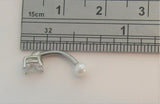 Surgical Steel Small Clear Oval Gem White Pearl VCH Hood Clit Ring Bar 16 gauge - I Love My Piercings!