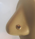18k Gold Plated Full Heart Nose Bent L Shape Stud Pin Post 20 gauge 20g