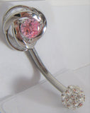 Surgical Steel Pink Gem Flower Swirl Crystal Ball VCH Clitoral Clit Hood Ring 14 gauge - I Love My Piercings!