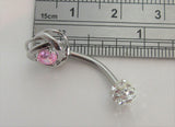 Surgical Steel Pink Gem Flower Swirl Crystal Ball VCH Clitoral Clit Hood Ring 14 gauge - I Love My Piercings!