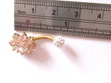 14k Gold Plated Barbell Loaded Crystal Flower VCH Clitoral Clit Hood 14 gauge - I Love My Piercings!