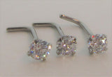 3 Piece Crystal Surgical Steel Nose L Shape Bent Nose Studs 20 gauge 20g - I Love My Piercings!