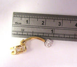 14k Gold Plated Barbell Solitaire Crystal VCH Clitoral Clit Hood 14 gauge - I Love My Piercings!