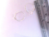 Sterling Silver Clear Crystal Solitaire Hoop Earrings - I Love My Piercings!