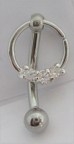 Surgical Steel Triple Crystal Gem Dangle Vertical Clitoral Hood VCH 14 gauge 14g - I Love My Piercings!