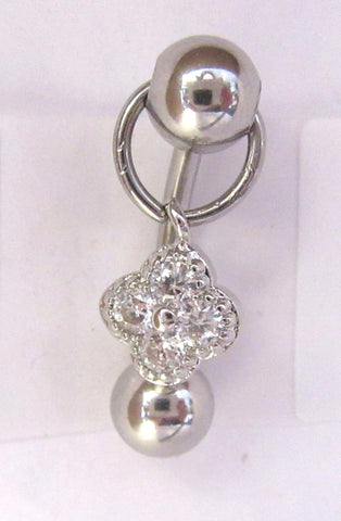 Clear Filigree CZ Dangle Barbell VCH Jewelry Clit Clitoral Hood Ring 14 gauge - I Love My Piercings!