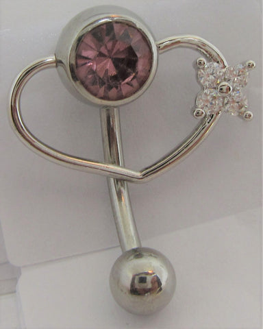 Light Purple Crystal Pressure Ball Heart Flower Hoop VCH Clit Clitoral Hood Ring 14 gauge - I Love My Piercings!