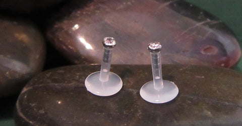 Flexible Metal Allergy Sensitive Studs Clear Crystal Gem Shorter Post 16 gauge