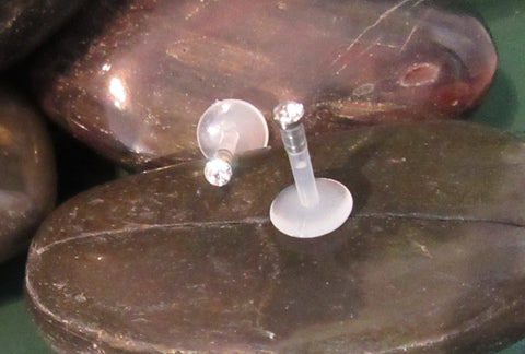 Metal Allergy Sensitive Studs Clear Crystal Gem 8mm Post 16 gauge