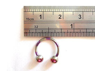 Purple Silver Titanium Horseshoe Circular Lip Helix Septum Ring 16 gauge 16g - I Love My Piercings!