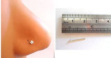 Stamped 14K Yellow Gold Clear 2mm Crystal Nose Straight Pin Ubend 20 gauge 20g - I Love My Piercings!