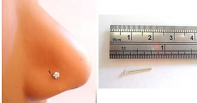 Stamped 14K Yellow Gold Clear 2mm Crystal Nose Straight Pin Ubend 20 gauge 20g - I Love My Piercings!