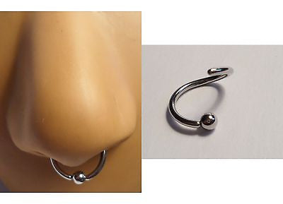 Surgical Steel Ball Attached Nose Septum Hoop 16 gauge 16g 10mm Diameter - I Love My Piercings!