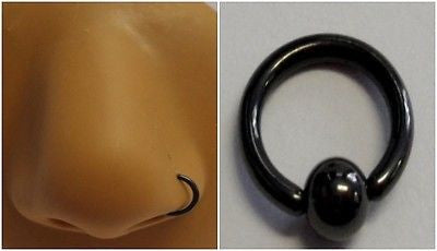 Black Titanium Nose Hoop Captive Small Ring 16 gauge 16g 6mm diameter - I Love My Piercings!