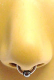Surgical Steel Hematite Bead Captive Nose Septum Ring Hoop 14g 14 gauge 8mm - I Love My Piercings!