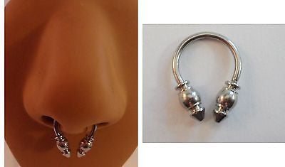 Nose Ring SEPTUM Nostril Surgical Steel Silver Ball Cone Half Hoop 16 gauge 16g - I Love My Piercings!