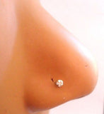 Stamped 14K Yellow Gold Clear 2mm Crystal Nose Straight Pin Ubend 20 gauge 20g - I Love My Piercings!