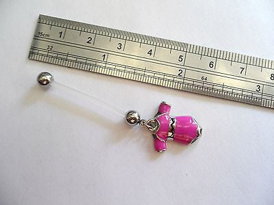 Bioplast Pregnancy Flexible Pink Tee Shirt Belly Barbell Ring 14 gauge 14g - I Love My Piercings!