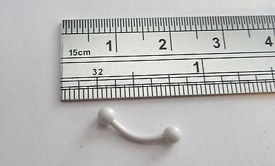 White TITANIUM Curve Eyebrow Rook Snug Barbell Ring 16g 16 gauge 8mm post - I Love My Piercings!
