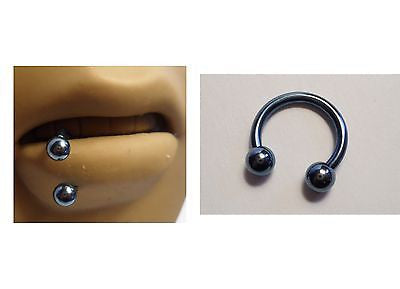Blue Titanium Half Hoop Horseshoe Side Bottom Lip Ring 14 gauge 14g 10mm - I Love My Piercings!