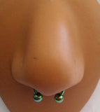 Green Titanium Half Hoop Horseshoe Circular Nose Septum Ring 16g 16 gauge 10mm - I Love My Piercings!