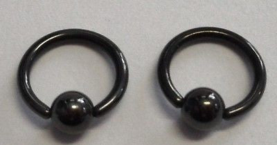 Black Titanium Captives Hoops Tragus Daith Helix Rook Rings 18 gauge 18g 6mm - I Love My Piercings!