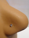10K Yellow Gold Clear 2mm Crystal Nose Straight  Pin Stud Ring 22 gauge 22g - I Love My Piercings!