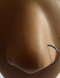 Blue TITANIUM Open Hoop Nose Ring Stud 20 gauge 20g 10mm Diameter - I Love My Piercings!
