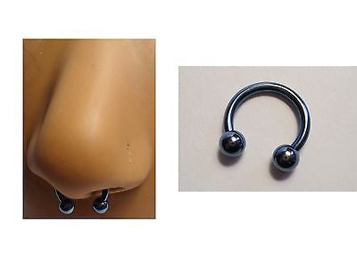 Blue Titanium Circular Horseshoe Half Hoop Septum Ring 14g 14 gauge 10mm - I Love My Piercings!