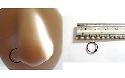 Black Titanium Thin Post Nose Hoop Ring 22 gauge 22g 9mm diameter - I Love My Piercings!