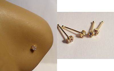 4 18k Gold Plated Claw Set Nose Bones Straight Ball End Posts 22 gauge 22g - I Love My Piercings!