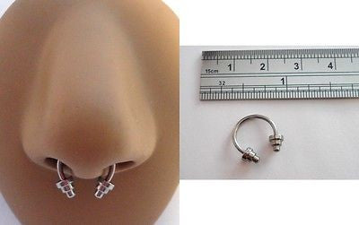 Surgical Steel Half Hoop Horseshoe Ribbed Septum Ring 16 gauge 16g 10mm diameter - I Love My Piercings!