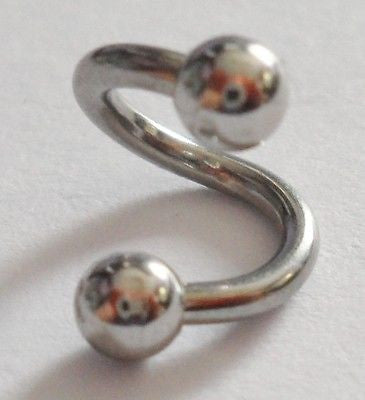 Surgical Steel Tragus Rook Helix Twisted Barbell Ring Stud 16 gauge 16g 1/4 inch - I Love My Piercings!