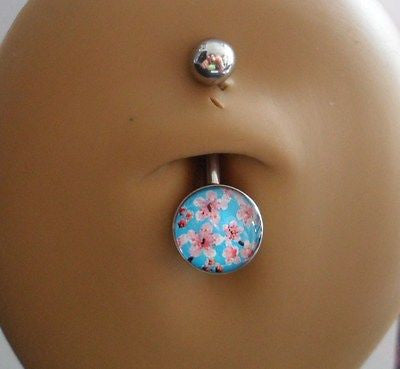 Surgical Stainless Steel Flower Bouquet Belly Bar Ring Barbell 14 gauge 14g - I Love My Piercings!