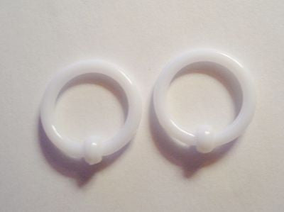 White Acrylic Captives No Tool Stretched Lobe Hoops Rings Plugs 14 gauge 14g - I Love My Piercings!