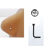 4 Piece Black Clear Crystal Nose Studs L Shape Posts Rings 22 gauge 22g - I Love My Piercings!