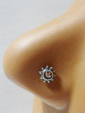 Sterling Silver Nose Stud Pin Ring L Shape Happy Face Sun 20g 20 gauge - I Love My Piercings!