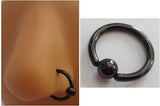 Nose Ring Jewelry BLACK Titanium Hoop Captive CBR 14 gauge 14g 10mm - I Love My Piercings!