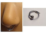 Surgical Steel Ball Attached Nose Septum Hoop 14 gauge 14g 10mm Diameter - I Love My Piercings!
