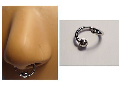 Surgical Steel Ball Attached Nose Septum Hoop 14 gauge 14g 10mm Diamet I Love My Piercings